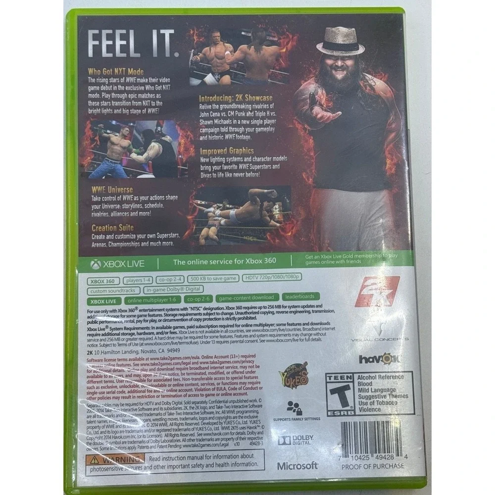 WWE 2K15 Xbox 360 Video Game 2K Sports Wrestling John Cena CIB NTSC